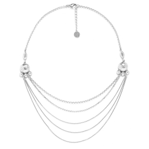 Колье ORI TAO, Castella, с многоярусными цепями и бусинами, OT23.2-15-31480 серебристый