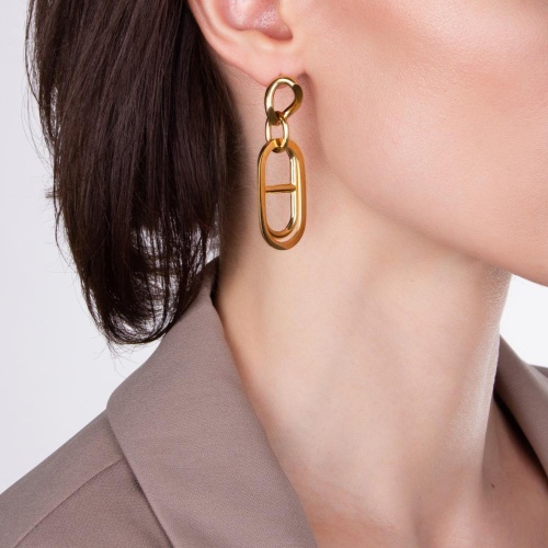 Серьги Moon Paris, с овальными подвесками, Mo-22.03-043 золотистый фото 2