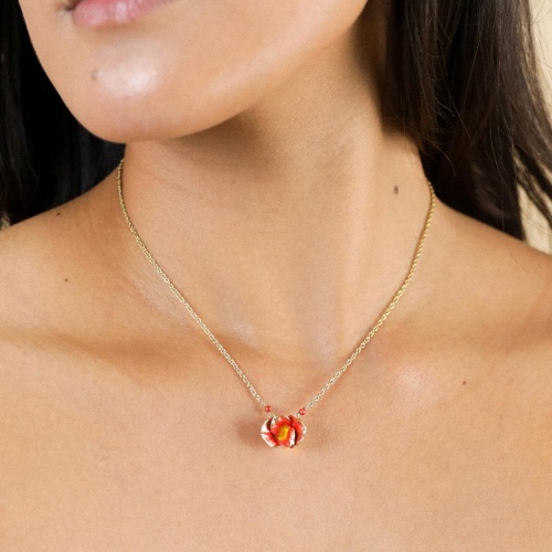 Колье Franck Herval, Betty, цветок, цветная эмаль, агат, FH25.2-15-64401 красный фото 3