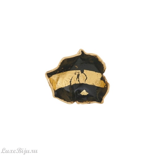 Кольцо Katerina Vassou, Poppy, незамкнутое, с цветочным узором, KV23.2-303733 черный