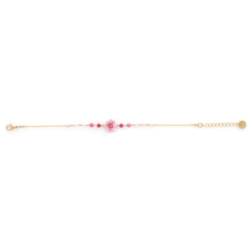 Браслет Franck Herval, Loulou, цветок, агат, жад, бусины, эмаль, FH25.1-13-72970 розовый фото 2