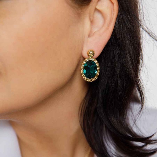 Серьги Qudo TIVOLA UNICA big (G/P) Emerald 2,65cm, 332049 фото 2