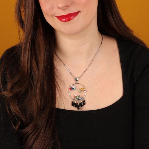 Колье TARATATA, Dans les nuages, с цветной смолой и стеклянными бусинами, TT-H24-03104-10M серебристый фото 3