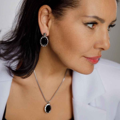 Серьги Qudo TIVOLA UNICA big (S/P) Jet 2,65cm, 332012 фото 2