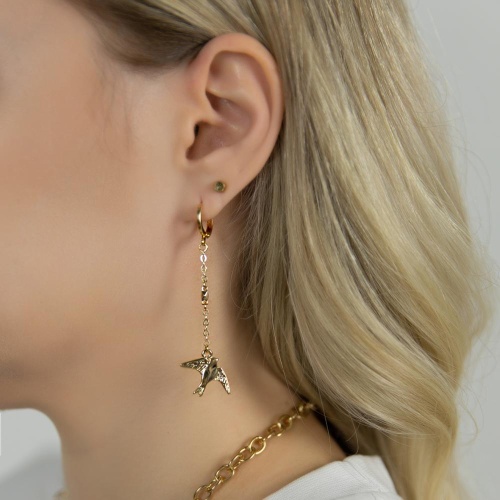 Серьги Lanzerotti, Caribi, асимметричные, с тигровым глазом, LZ-26.06-173 зеленый фото 2