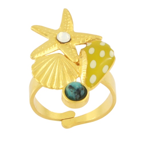 Кольцо TARATATA, Archipel, разъемное, со смолой, стразами и кварцем, TT-E24-03404-20Y желтый фото 2