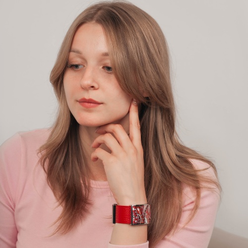 Браслет Fiore Luna на кожаном красном ремешке, CB00230-15 R/S фото 2