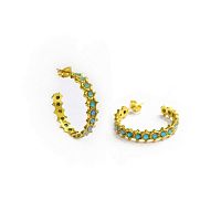 Серьги Catherine Bijoux, Crystal's dance, полукольца, с кристаллами, CB25.1-5265FG бирюзовый