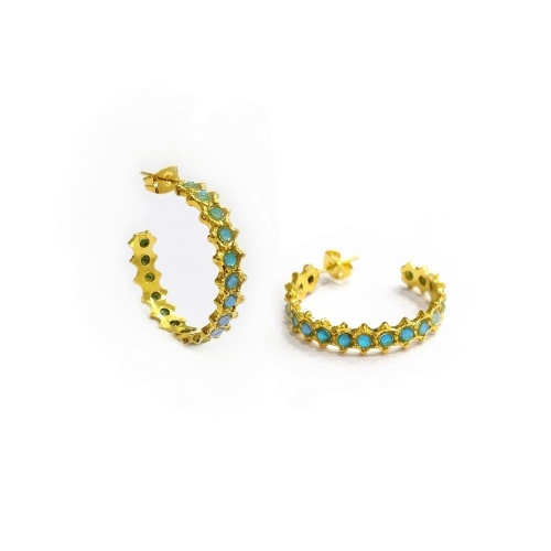 Серьги Catherine Bijoux, Crystal's dance, полукольца, с кристаллами, CB25.1-5265FG бирюзовый