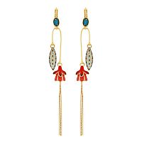 Серьги TARATATA, Fuchsia, смола, стеклянные бусины, золотая краска, TT-E25-02720-20M золотистый