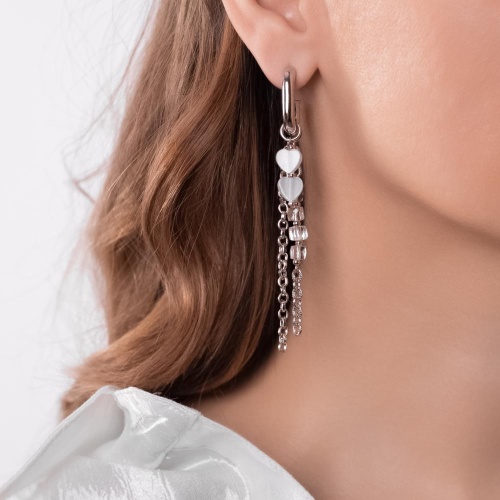 Серьги Lanzerotti, Gelido, с кошачьим глазом и хрусталем, LZ-25.02-063 серебристый фото 3