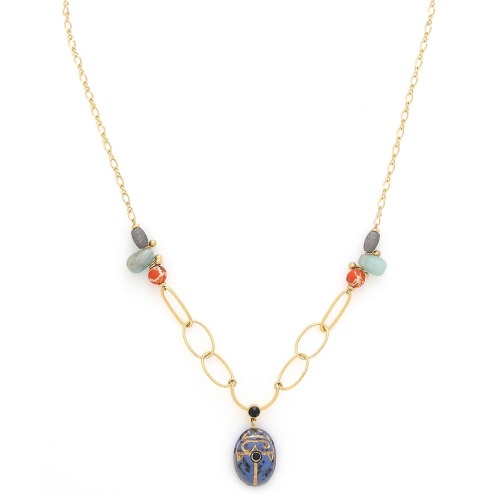 Колье Franck Herval, Layla, скарабей, яшма, амазонит, Swarovski, FH25.1-15-64362 синий фото 2