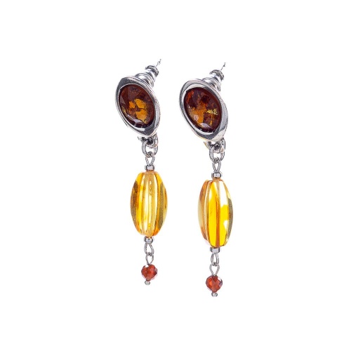 Серьги Lanzerotti, Fuoco, янтарь, гранат-спессартин,муранск.стекло, LZ-22.10-339 янтарный
