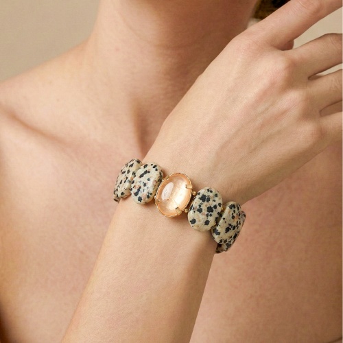 Браслет Nature Bijoux, Kinshasa, ракушка Capiz в смоле, далматинская яшма, NB26.2-13-44730 серый фото 2