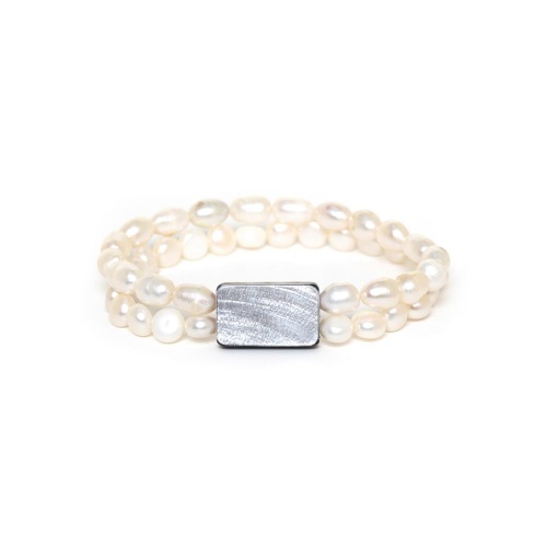 Браслет Nature Bijoux, Moonlight, стрейч, ракушка Capiz в смоле, жемчуг, NB26.2-13CP43562 белый