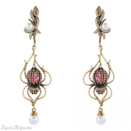 Серьги Fiore di Firenze OR0107 GRANAT/OLIVE