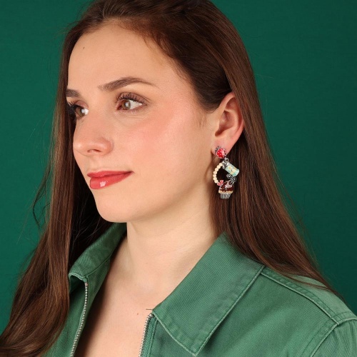 Серьги TARATATA, Chapardeuse, асимметричные,со смолой,бусинами и нитью, TT-H24-07996-10M серебристый фото 2