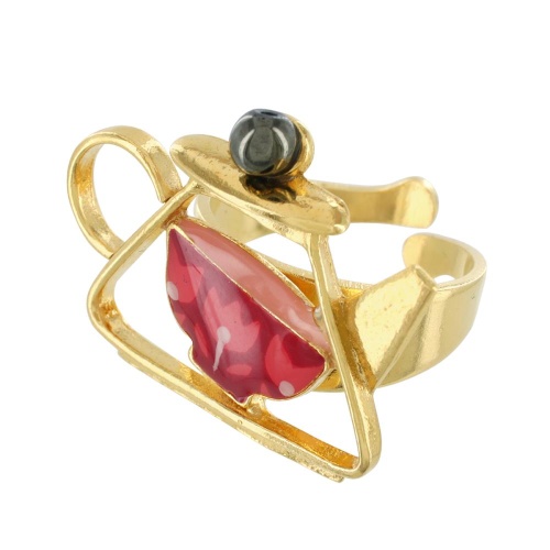 Кольцо TARATATA, Cannelle, разъемное, с цветной смолой и бусинами, TT-E24-01401-203 розовый