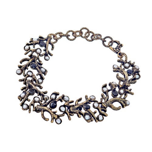 Браслет Alcozer&J, с жемчугом и сапфиром, AL2602-B5399C золотистый