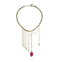 Колье Lanzerotti, Erbario, с жадом. перидотом и бутоном розы, LZ-26.02-055 зеленый