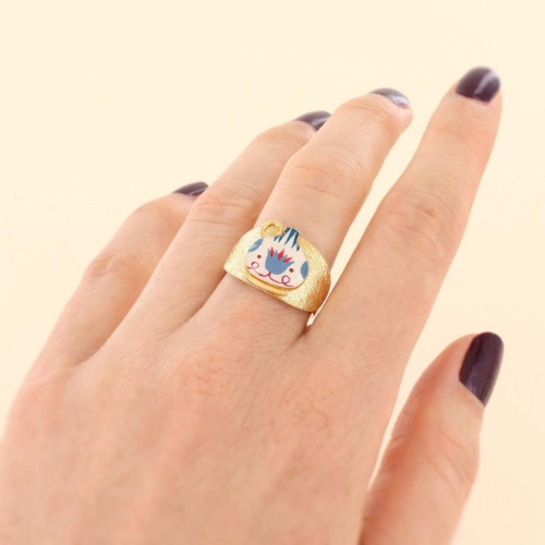 Кольцо TARATATA, Antique, разъемное, с цветной смолой и рисунком, TT-H25-07421-20M золотистый фото 3