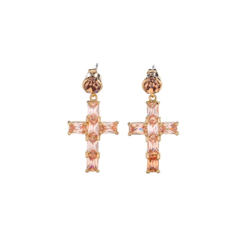 Серьги Moon Paris, Ringo Queen, с крестом и кристаллами, MRQ-26.01-002 золотистый