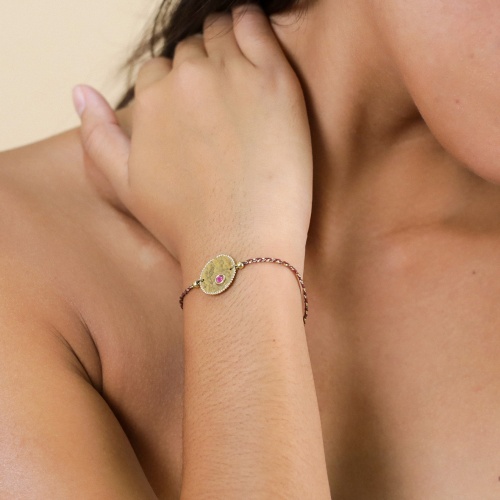 Браслет Franck Herval, Marly, с кристаллом Swarovski, текстиль, FH25.2-13-73050 бордовый фото 3