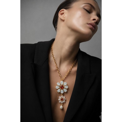Колье Celeste G, с кристаллами Swarovski и жемчугом, CS26.1-1677 розовый фото 3