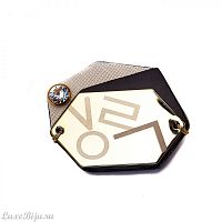 Брошь Moon Paris, Ringo, с надписью,кожа, кристалл, MR-1911-004 белый