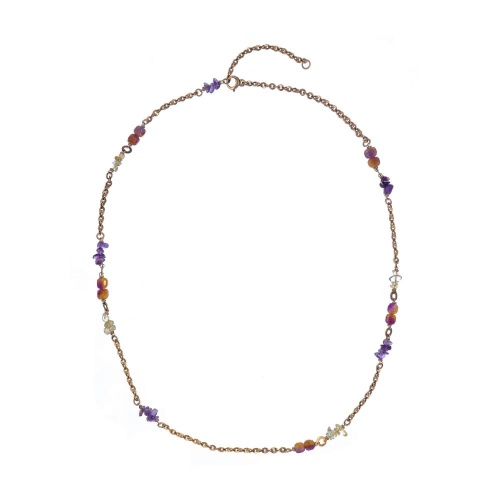 Колье Alcozer&J, с аметистом, цитрином и агатом, AL-C38BK25-R сиреневый