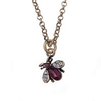 Колье Alcozer&J, с гранатом и кристаллами Swarovski, AL-C4697C золотистый