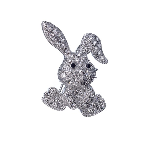 Брошь Moon Paris, Сhristmas, заяц, MCH-22.12-001 серебристый