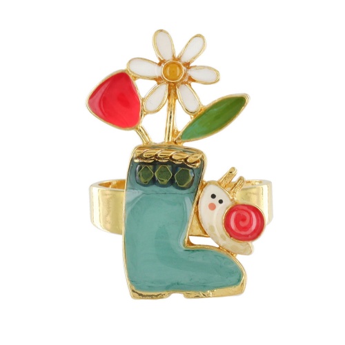 Кольцо TARATATA, Basilic, разъемное, с цветной смолой и бусинами, TT-T23-04408-20M золотистый фото 2