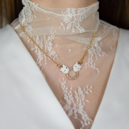 Колье Polina Firenze, пантера с эмалью и кристаллами, PF26.1-CL2924 белый фото 3