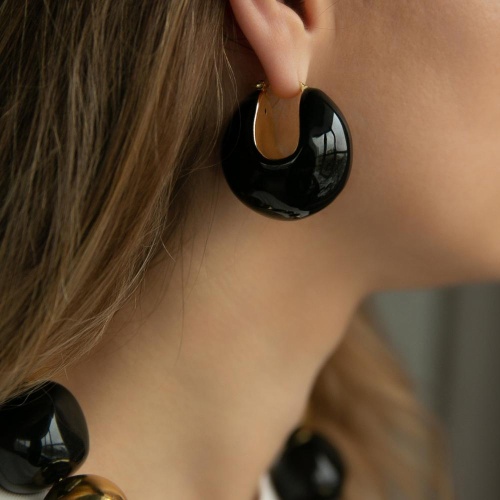 Серьги Francesca Bianchi, кольца, с эмалью, FB25.2-14S черный фото 2