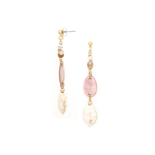 Серьги Nature Bijoux, Alhambra, перламутр, говлит, пейзажная яшма, NB25.1-12-90023 коричневый