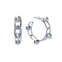 Серьги Moon Paris, Ringo, полукольца, жемчуг, MR-1911-098 серебристый