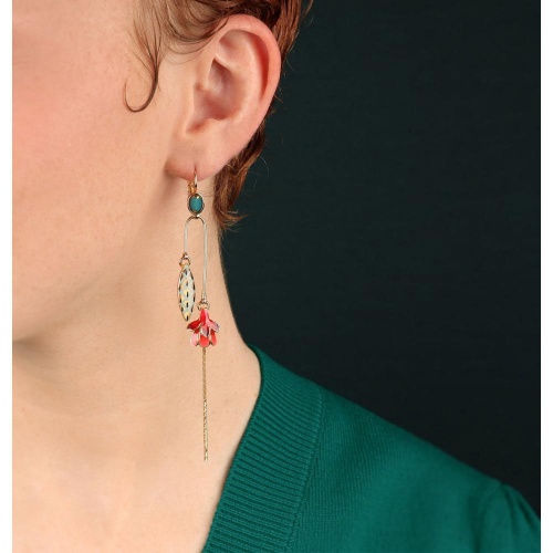 Серьги TARATATA, Fuchsia, смола, стеклянные бусины, золотая краска, TT-E25-02720-20M золотистый фото 2