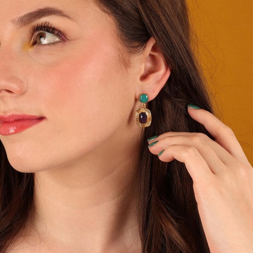 Серьги TARATATA, Joyeuse, асимметричные,с цветной смолой, бусинами, TT-H24-11917-20M золотистый фото 2