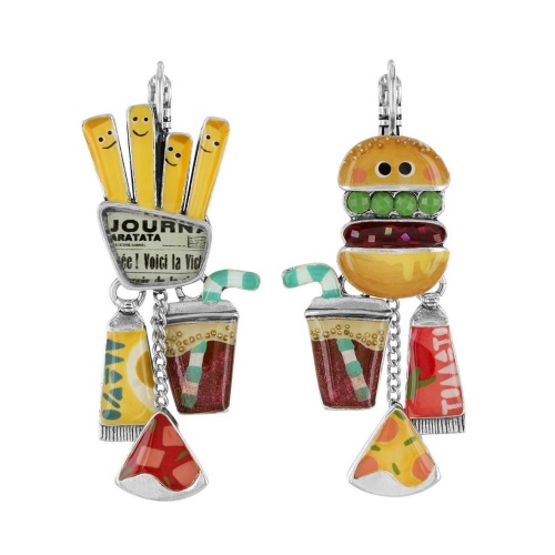 Серьги TARATATA, Ketchup, асимметричные,смола,блестки,микрошарики, TT-W23-08756-10M серебристый
