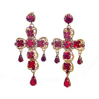 Серьги Celeste G, с крестом и кристаллами Swarovski, CS24.2-1424 красный