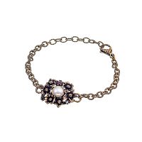 Браслет Alcozer&J, жемчуг, рубин, изумруд, Swarovski, AL2502-B48FB24 золотистый