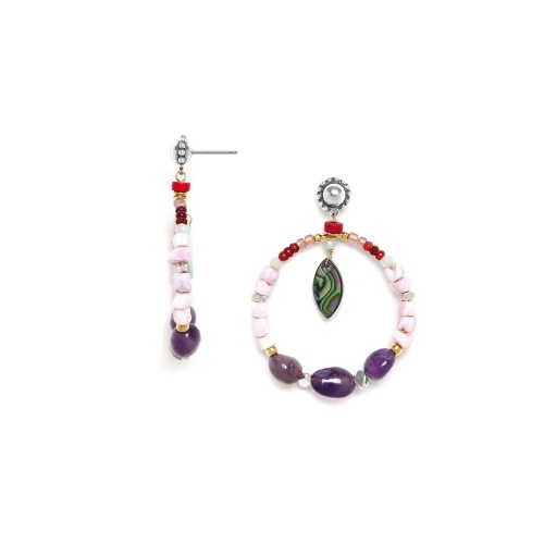 Серьги Nature Bijoux, Nenuphar, ракушка,амазонит,галиотис,говлит,аметист, NB23.1-12-78267 сиреневый фото 4