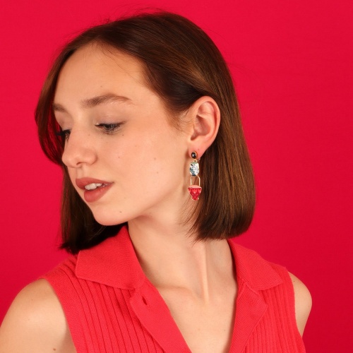 Серьги TARATATA, Cannelle, с цветной смолой и стеклянными бусинами, TT-E24-01906-20M золотистый фото 2