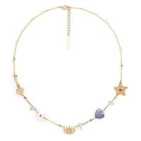 Колье Franck Herval, Angelica, жемчуг, перламутр, аквамарин, бусины, FH25.2-15-64370 золотистый