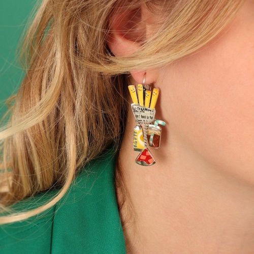 Серьги TARATATA, Ketchup, асимметричные,смола,блестки,микрошарики, TT-W23-08756-10M серебристый фото 3