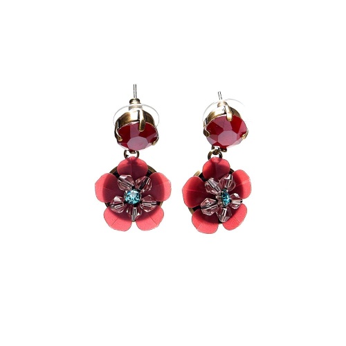 Серьги Moon Paris, подв.,незабудка,кристаллы, Mo-1902-088 красный