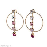 Серьги Moon Paris, Ringo Queen, с цветными кристаллами, MRQ-23.12-093 розовый