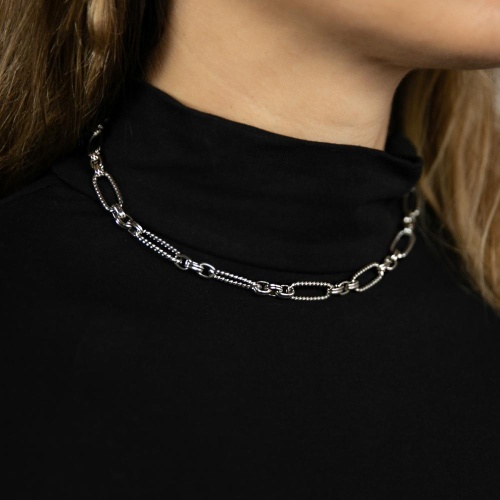 Колье Dansk Copenhagen, Courage Waterproof, с кручеными овальными звеньями, DNSK25.2-9W2407018 серебристый фото 3