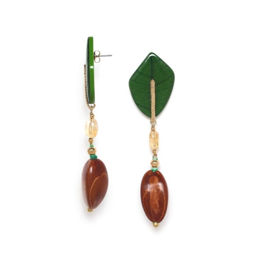 Серьги Nature Bijoux, Kirindy, семя экзотического растения, цитрин, NB24.2-12-79542 зеленый фото 4